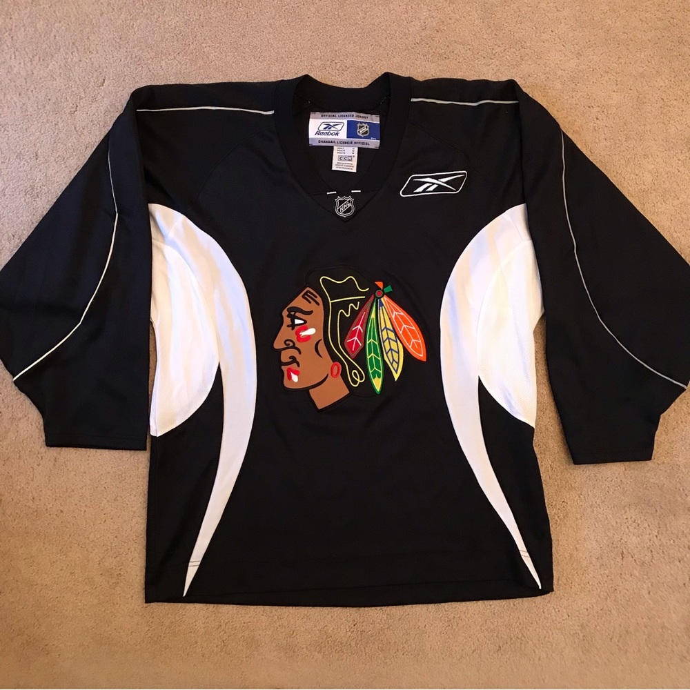 Reebok Chicago Blackhawks Authentic Practice Jersey Adult Medium Black White